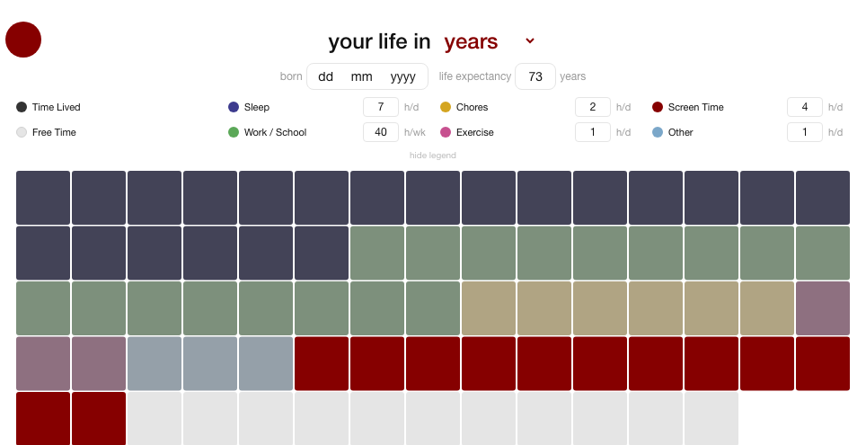 the life calculator grid